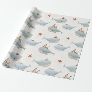 Papier Cadeau Baby shower de baleines adorable