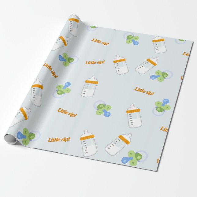 Papier Cadeau Baby shower de bouteille pour bébé doux et cadeau  (Déroulé)
