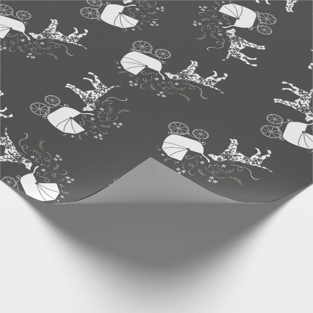 Papier Cadeau Baby shower de Chien Dalmatien gris chiot (Coin)