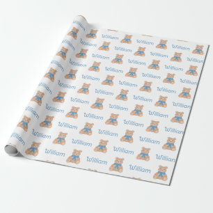 Papier Cadeau Baby shower de Cravate de  de l'ours bleu doux