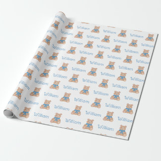 Papier Cadeau Baby shower de Cravate de de l'ours bleu doux
