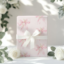 Papier Cadeau Baby shower de fleurs de cerisier rose Bow