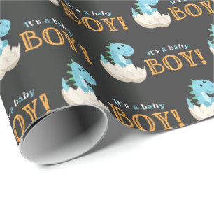 Papier Cadeau Baby shower de garçon Dinosaur Chalkboard