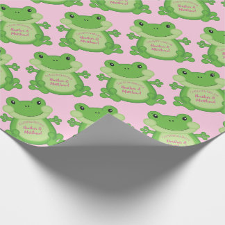 Papier Cadeau Baby shower de grenouille rose