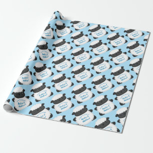 Papier Cadeau Baby shower de mouton ferme Blue Boy
