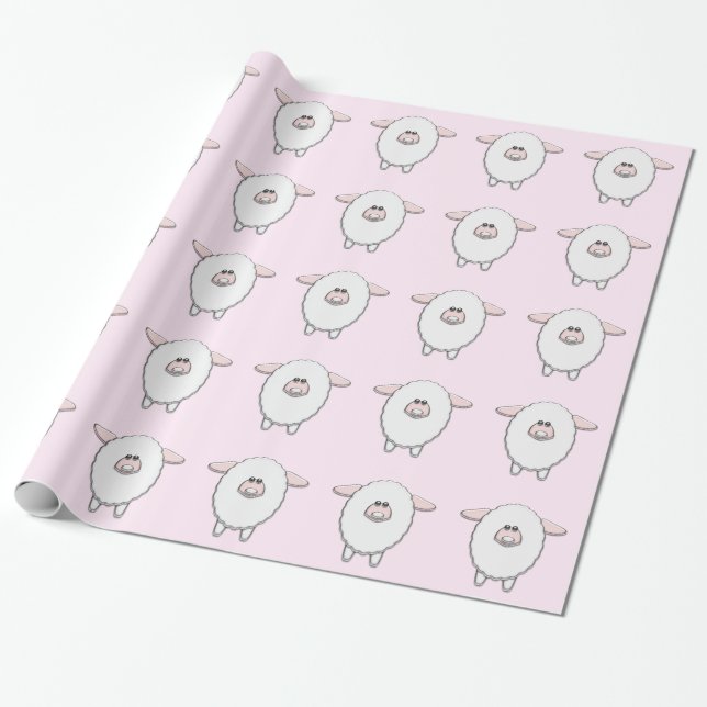 Papier Cadeau Baby shower de mouton rose doux (Déroulé)