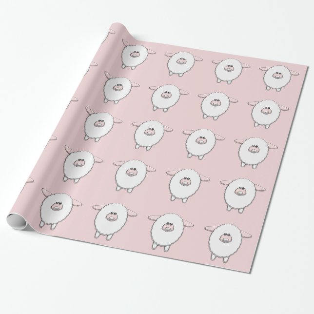 Papier Cadeau Baby shower de mouton rose doux (Déroulé)
