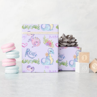 Papier Cadeau Baby shower de petits dinosaures