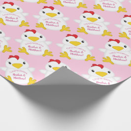 Papier Cadeau Baby shower de poulet rose