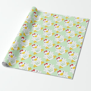 Papier Cadeau Baby shower de poulet vert