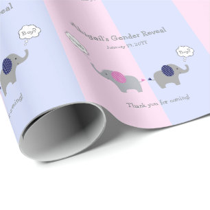 Papier Cadeau Baby shower de révélation de genre rose et bleu 