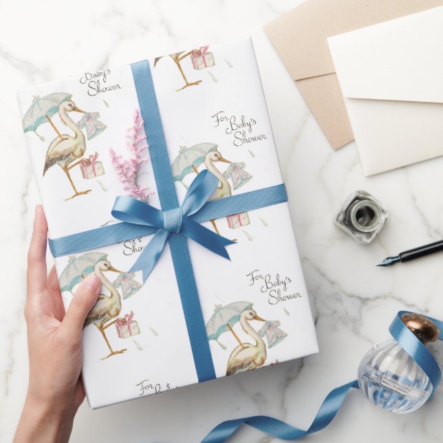 Papier Cadeau Baby shower de ruban Fleur sauvage Stork (Cadeaux)