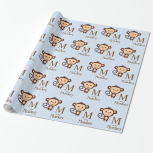 Papier Cadeau Baby shower de singe