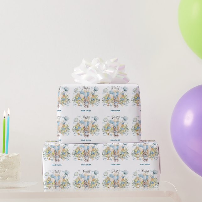 Papier Cadeau Baby shower de tennis pour bébé garçon bleu thème (Cadeaux de fête)