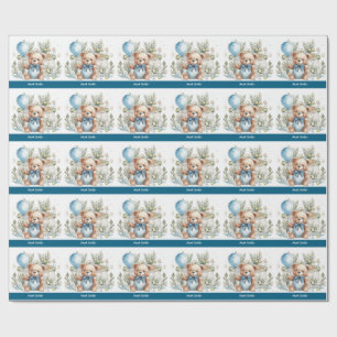 Papier Cadeau Baby shower de tennis pour bébé garçon bleu thème