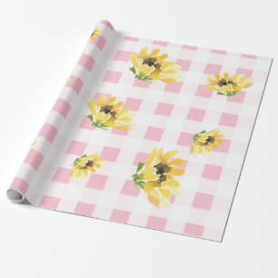 Papier Cadeau Baby shower de tournesol rose En vichy joyeux