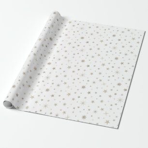 Papier Cadeau Baby shower d'étoiles d'argent blanc blanc et neut