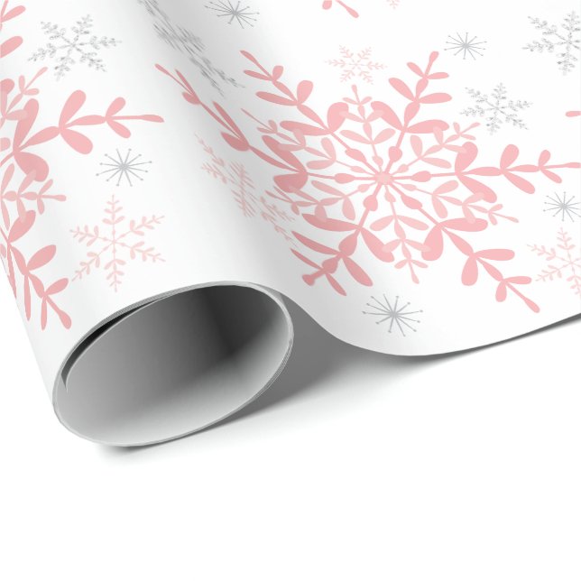 Papier Cadeau Baby shower d'hiver en argent rose (Coin rond)