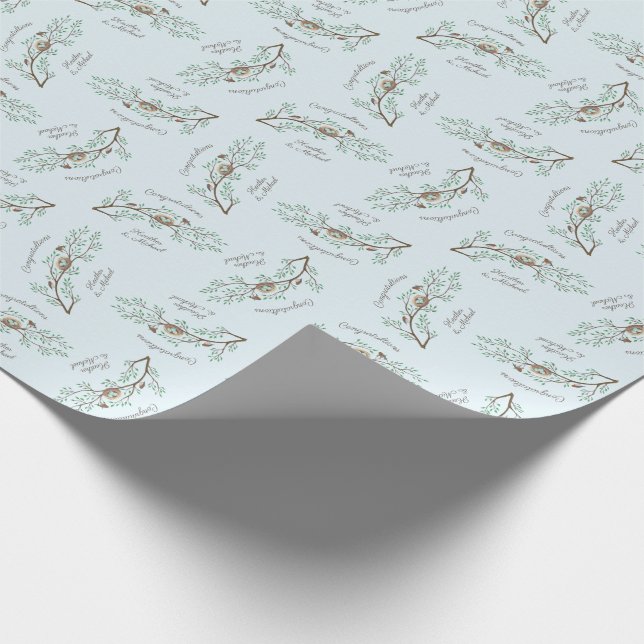 Papier Cadeau Baby shower d'oiseaux Printemps (Coin)
