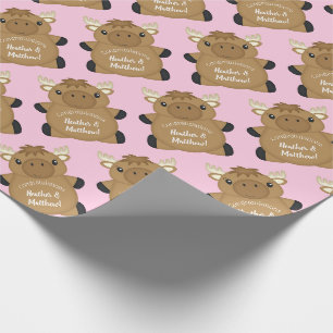 Papier Cadeau Baby shower d'orignal rose