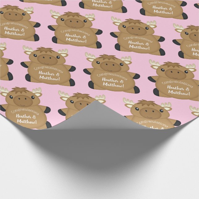 Papier Cadeau Baby shower d'orignal rose (Coin)