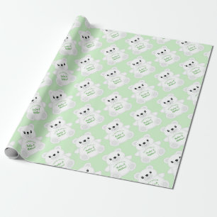 Papier Cadeau Baby shower d'ours polaire vert