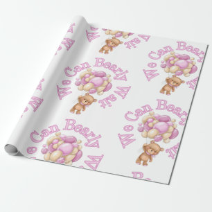 Papier Cadeau Baby shower d'ours rose fille