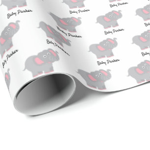 Papier Cadeau Baby shower éléphant bébé personnalisé