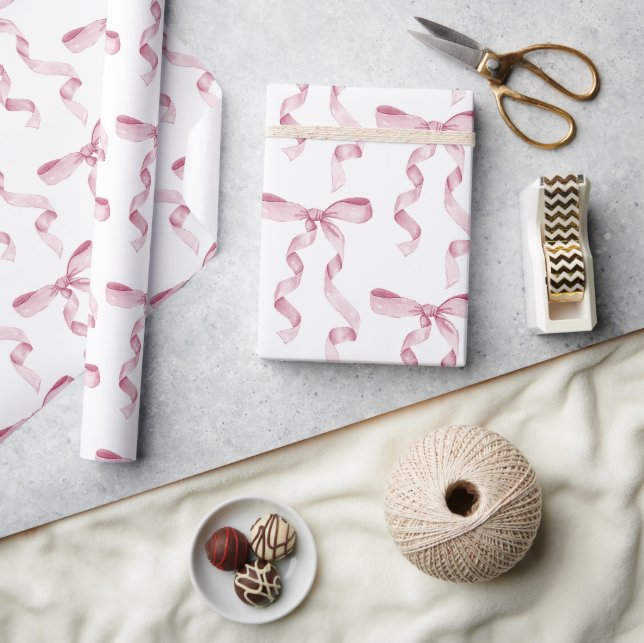 Papier Cadeau Baby shower en ruban rose Aquarelle (Artisanat)