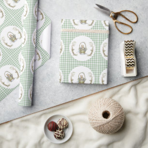 Papier Cadeau Baby shower En vichy animal de conte jote