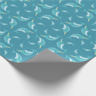 Papier Cadeau Baby shower étroit Jaune Baleine neutre de sexe