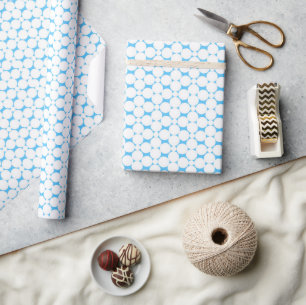 Papier Cadeau Baby shower Festive Blue et White Circles