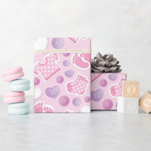 Papier Cadeau Baby shower fille rose