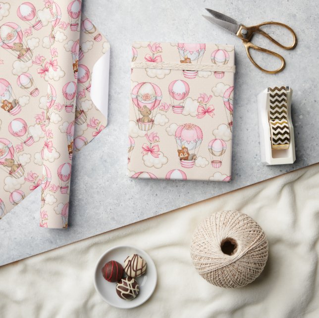 Papier Cadeau Baby shower fille rose (Artisanat)