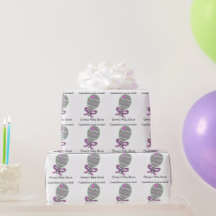 Papier Cadeau Baby Shower Fille Rose Hochets Bébé
