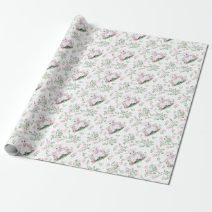 Papier Cadeau Baby shower Floral de roses d'agneau