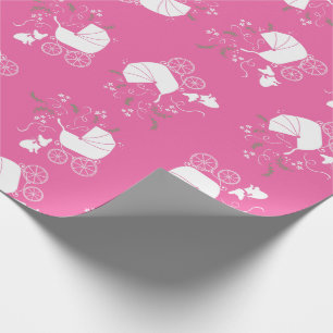 Papier Cadeau Baby shower français de Bulldog, français rose