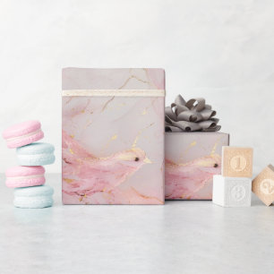 Papier Cadeau Baby shower Gold Blush Pink Birds