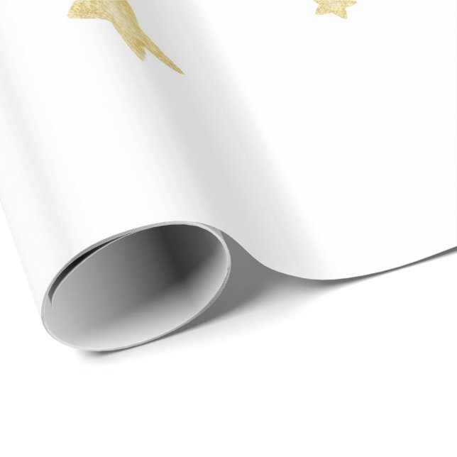Papier Cadeau Baby shower Gold Stars (Coin rond)