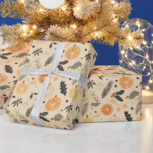 Papier Cadeau Baby Shower Hivernal Citrus Séché Moderne 