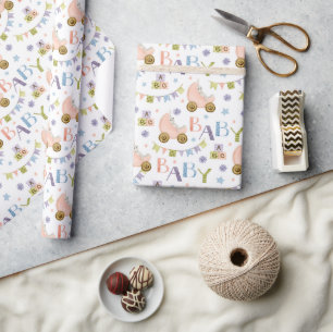 Papier Cadeau Baby shower lapin mignon