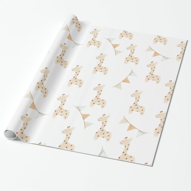 Papier Cadeau Baby shower mignon Giraffe (Déroulé)