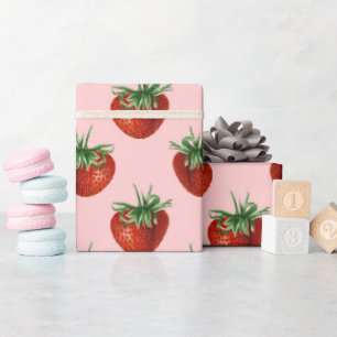 Papier Cadeau Baby Shower motif fraise