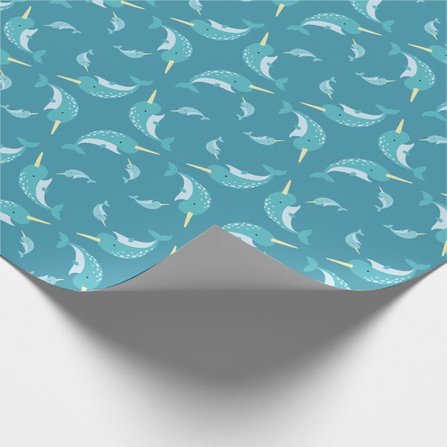 Papier Cadeau Baby shower Narwhal Jaune Genre Baleine Neutre (Coin)