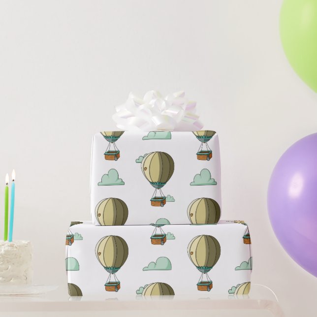 Papier Cadeau Baby shower neutre à bulle d'air chaud (Cadeaux de fête)