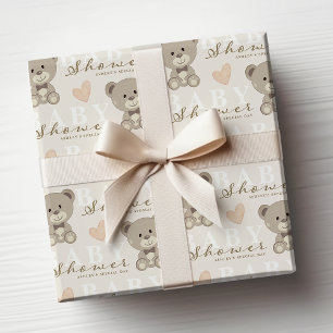 Papier Cadeau Baby shower Ours Teddy Hommes Neutre