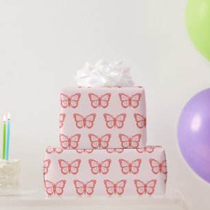Papier Cadeau Baby shower papillon rose pour bébé