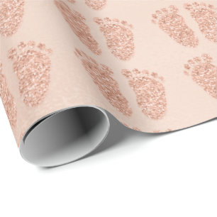 Papier Cadeau Baby shower Parties scintillant fille Peau rose Ro