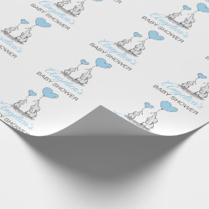 Papier Cadeau Baby shower personnalisé Blue Elephant BOY