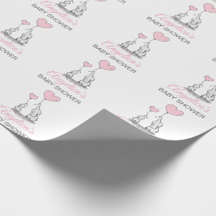 Papier Cadeau Baby shower personnalisé Pink Elephant FILLE